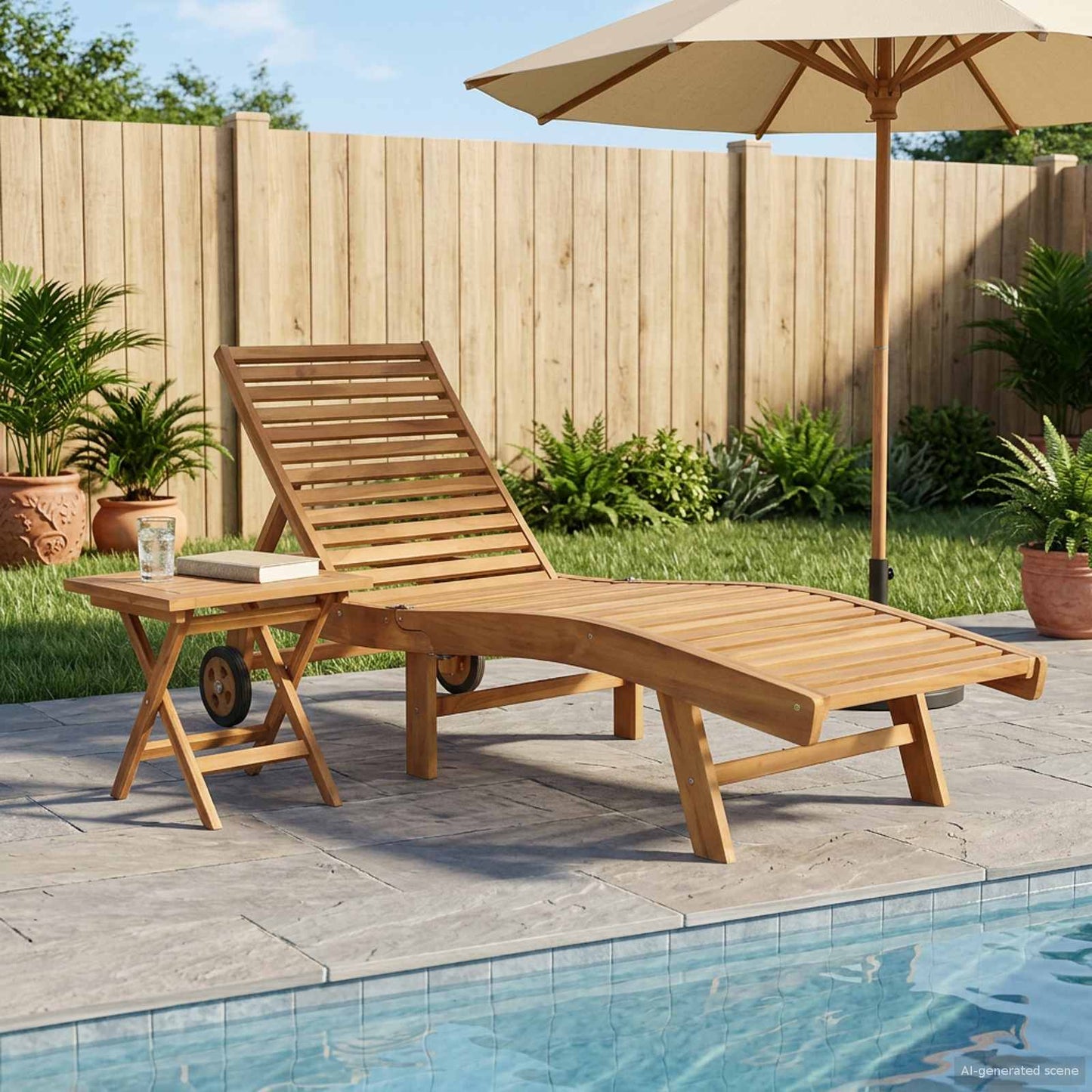Sun Lounger 2 pcs Brown Solid Teak Wood