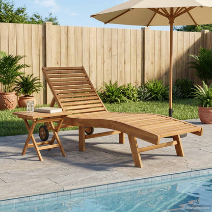 Sun Lounger 2 pcs Brown Solid Teak Wood