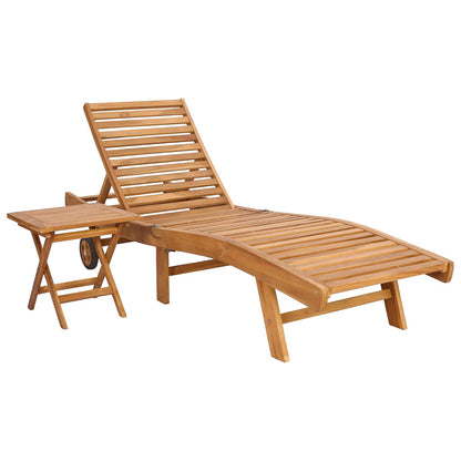 Sun Lounger 2 pcs Brown Solid Teak Wood