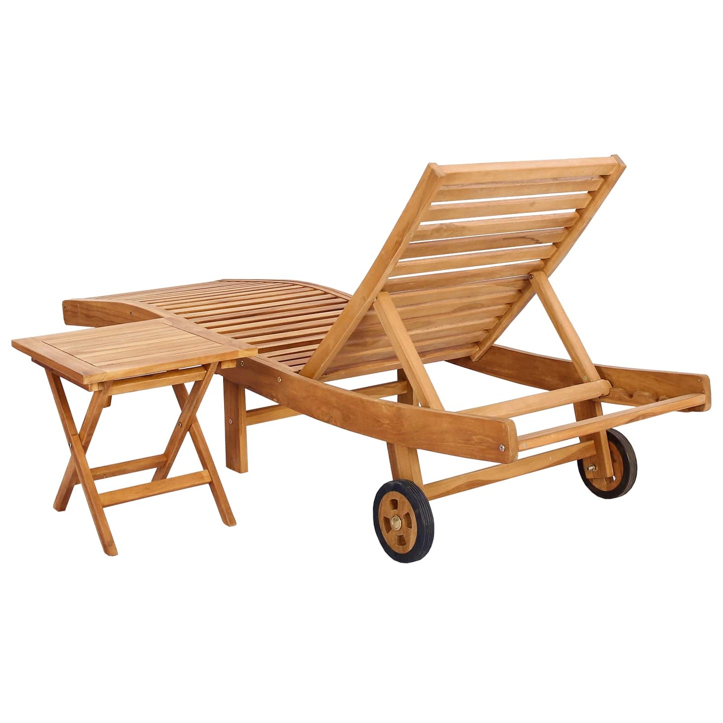 Sun Lounger 2 pcs Brown Solid Teak Wood