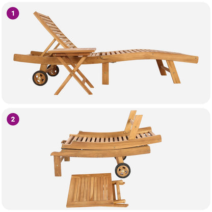 Sun Lounger 2 pcs Brown Solid Teak Wood