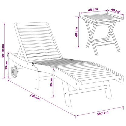Sun Lounger 2 pcs Brown Solid Teak Wood