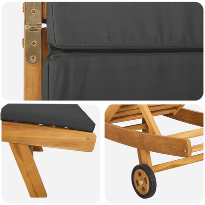Sun Lounger Brown and Dark Grey Polyester