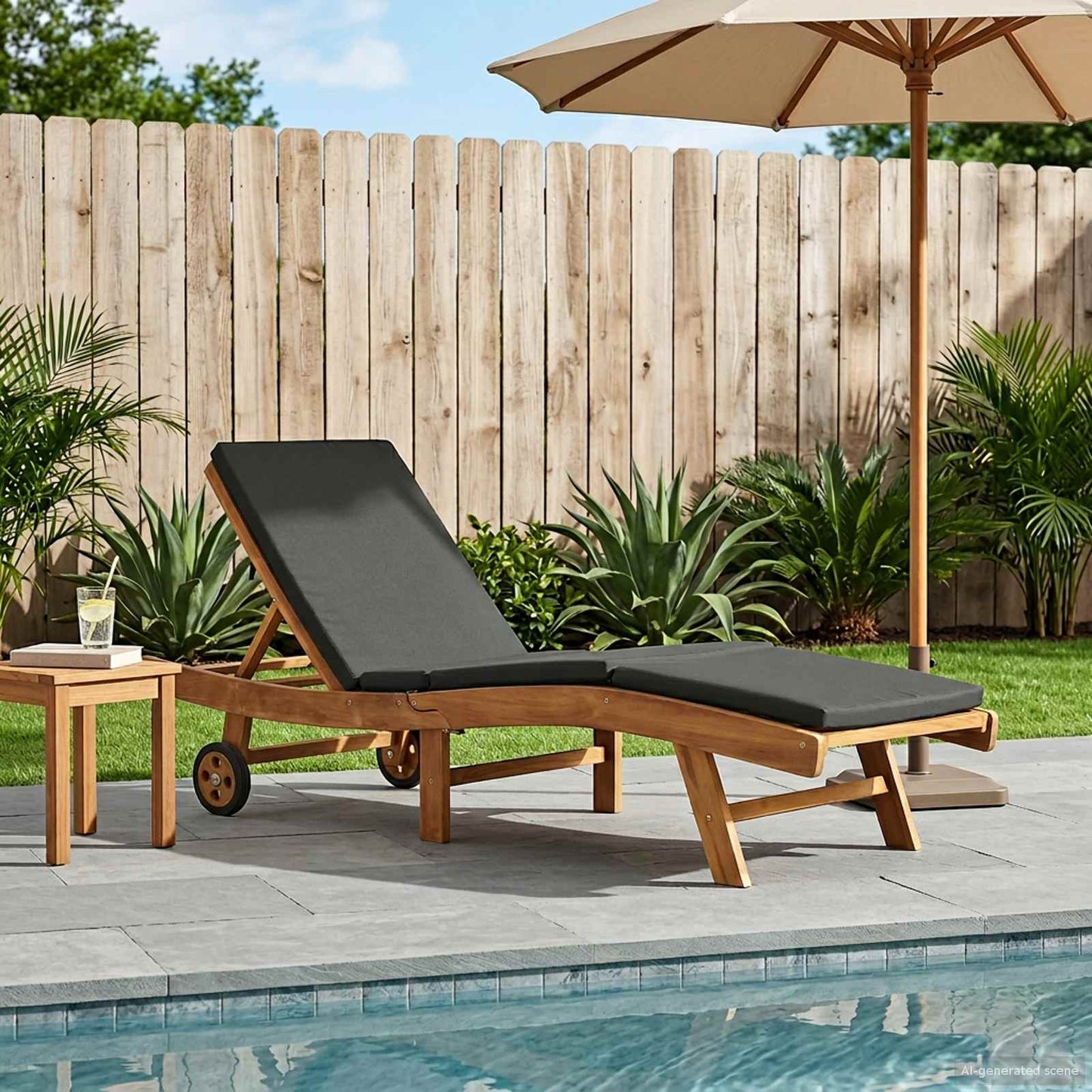Sun Lounger Brown and Dark Grey Polyester