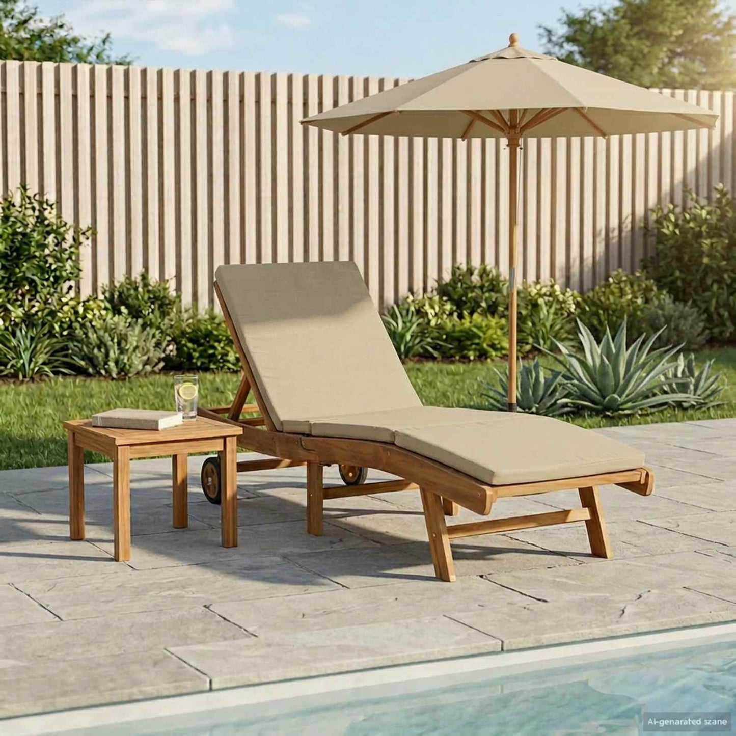Sun Lounger Brown and Beige Polyester