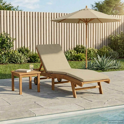 Sun Lounger Brown and Beige Polyester