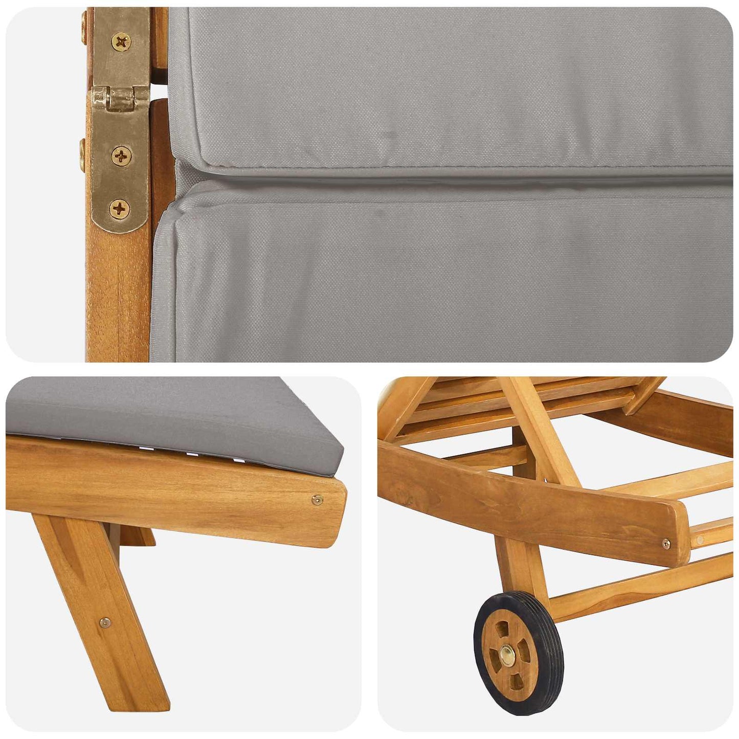 Sun Lounger Brown and Light Grey Polyester