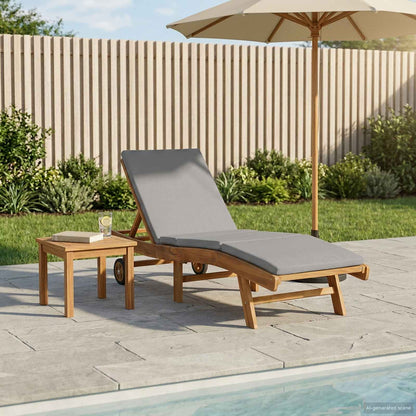 Sun Lounger Brown and Light Grey Polyester