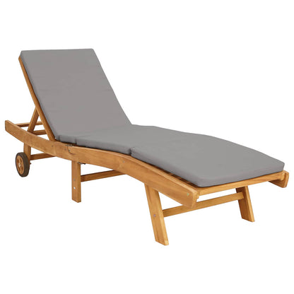 Sun Lounger Brown and Light Grey Polyester