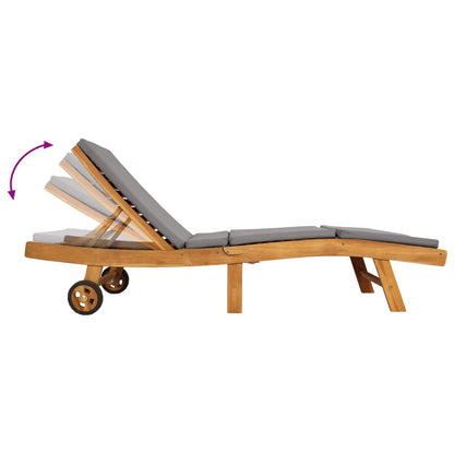 Sun Lounger Brown and Light Grey Polyester