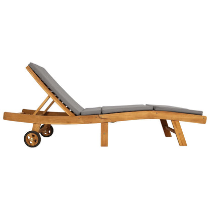 Sun Lounger Brown and Light Grey Polyester