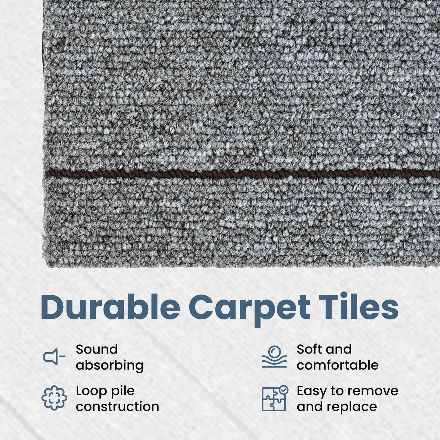 Carpet Tile Light Grey with Stripe 50 x 50 cm 4 pcs