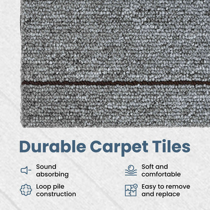 Carpet Tile Light Grey with Stripe 50 x 50 cm 4 pcs