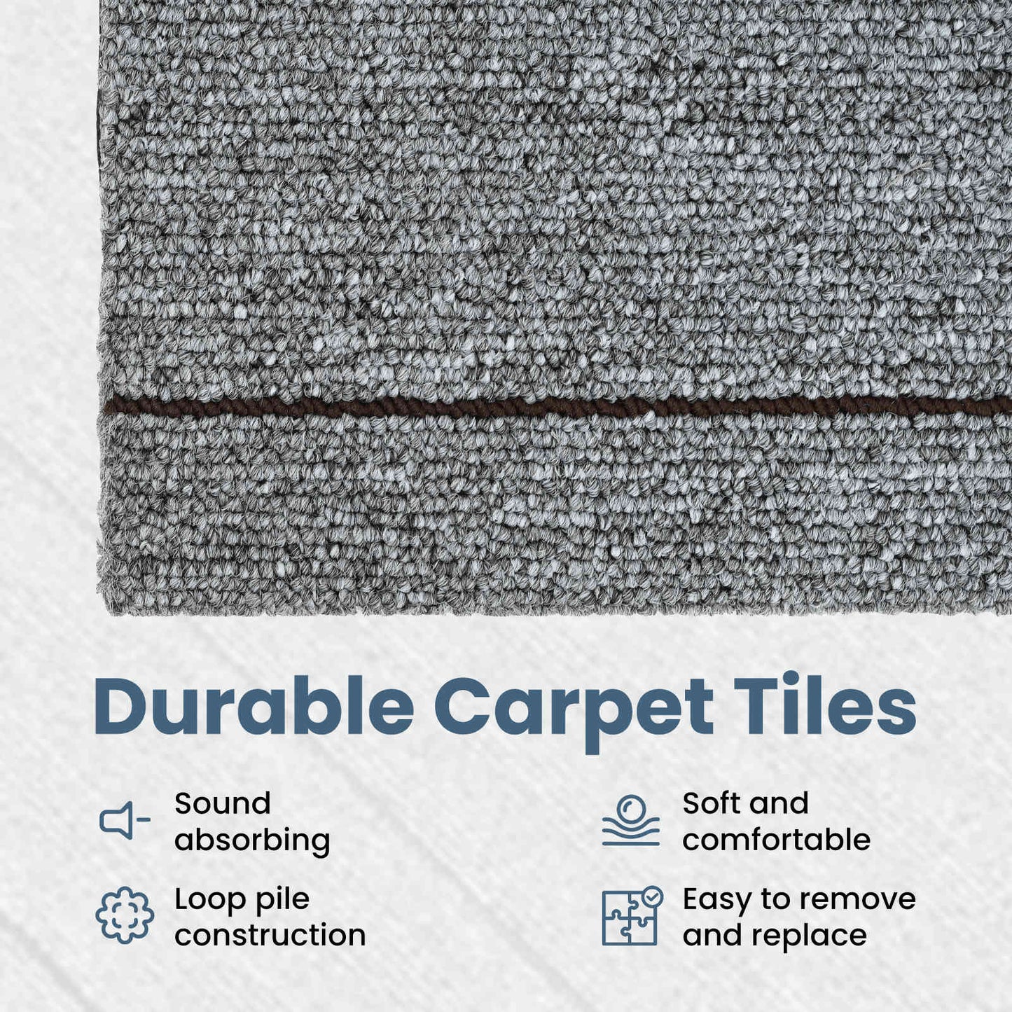 Carpet Tile Light Grey with Stripes 50 x 50 cm 20 pcs