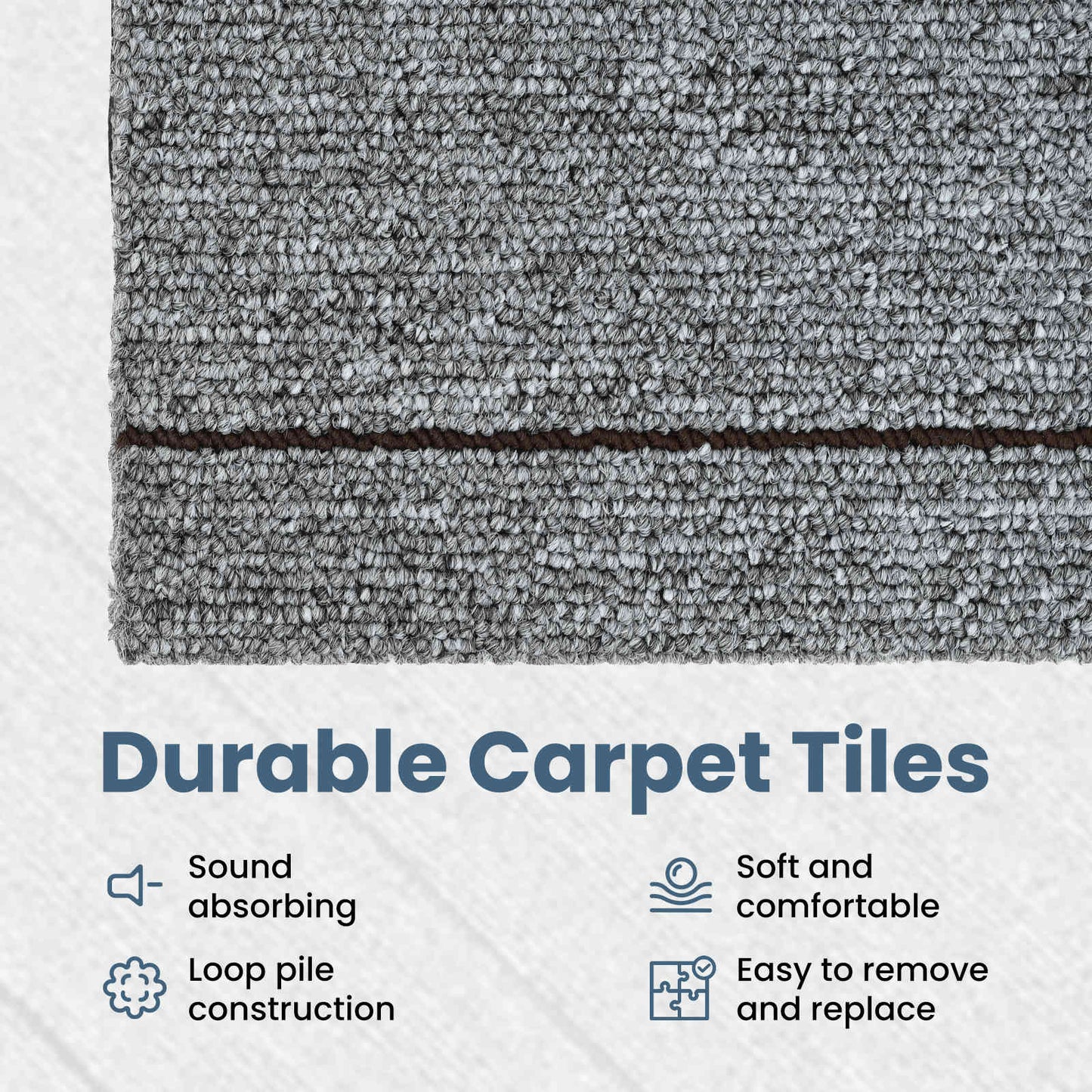 Carpet Tile Light Grey with Stripes 50 x 50 cm 36 pcs