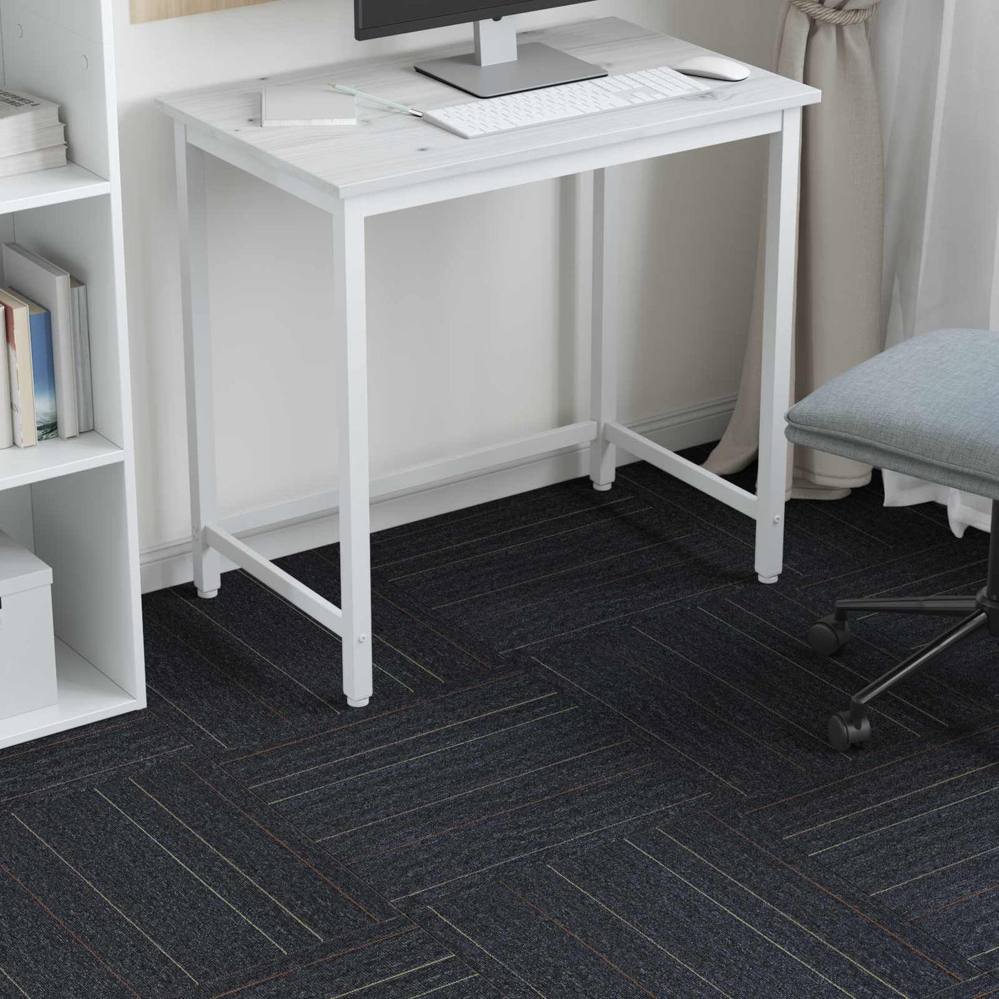 Carpet Tile Dark Grey with Stripes 50 x 50 cm 20 pcs