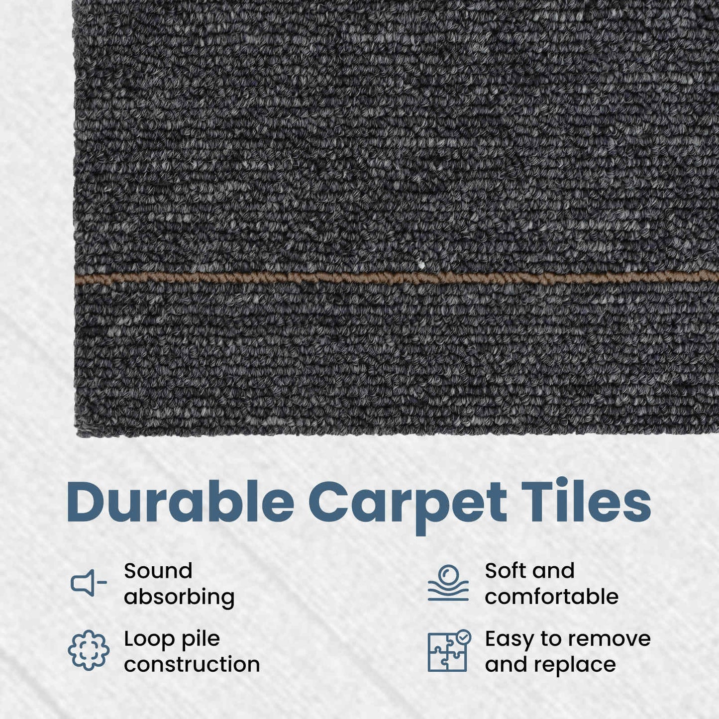 Carpet Tile Dark Grey with Stripes 50 x 50 cm 20 pcs