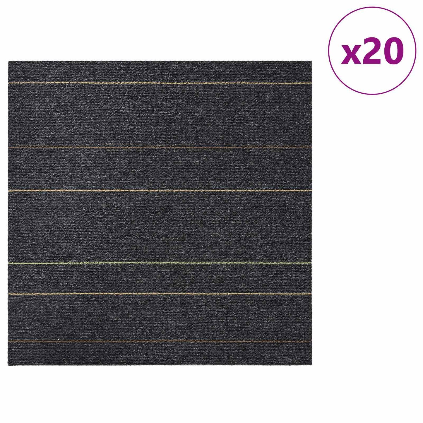 Carpet Tile Dark Grey with Stripes 50 x 50 cm 20 pcs