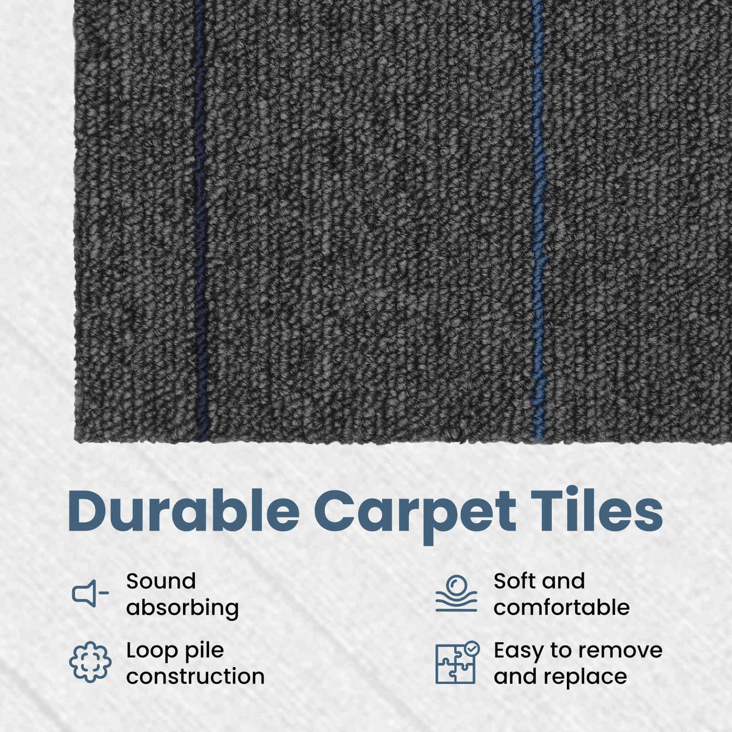 Carpet Tile Medium Grey with Stripes 50 x 50 cm 4 pcs