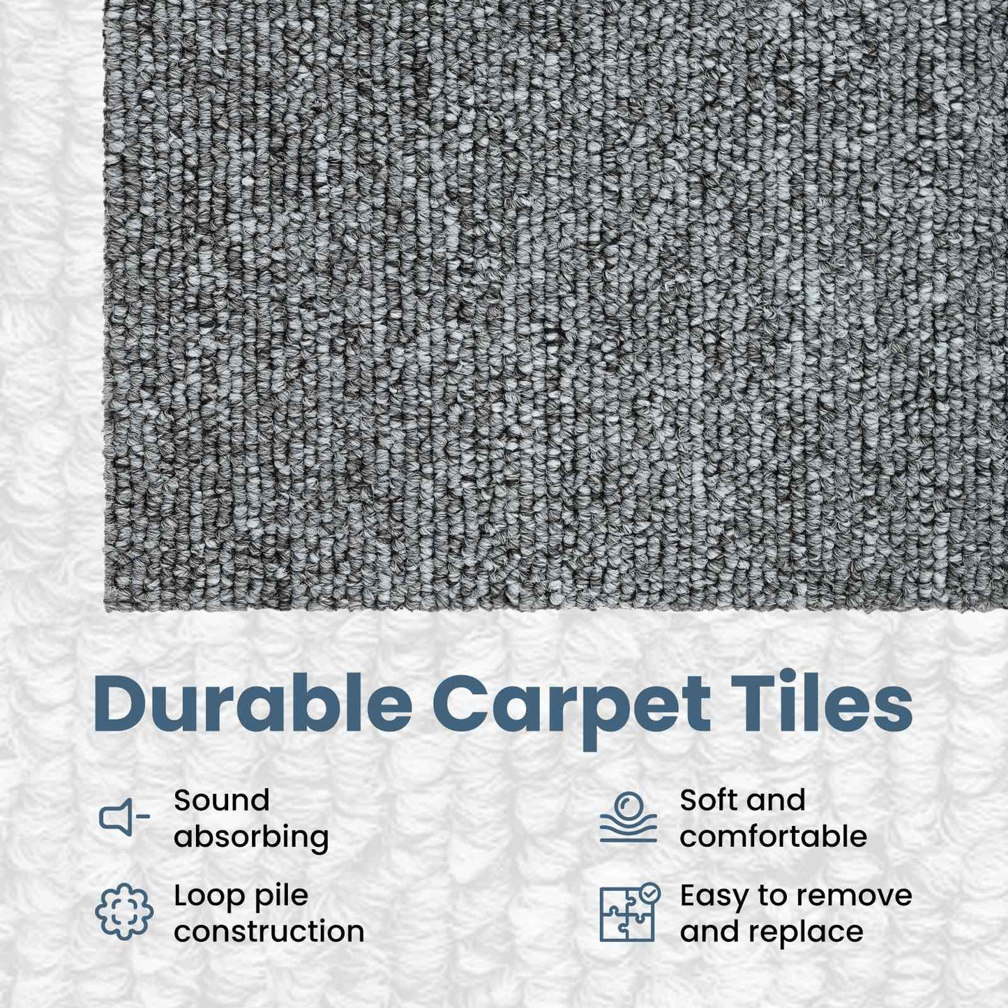 Carpet Tile Light Grey 50 x 50 cm 4 pcs PP and Bitumen