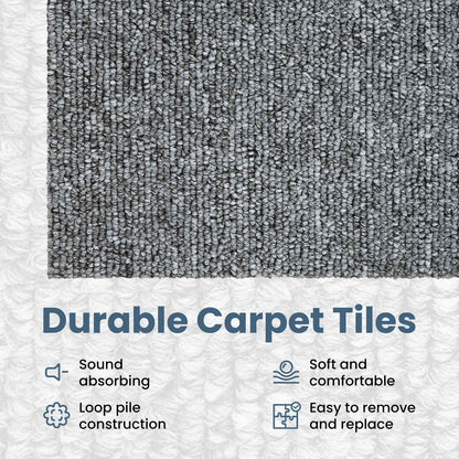 Carpet Tile Light Grey 50 x 50 cm 4 pcs PP and Bitumen