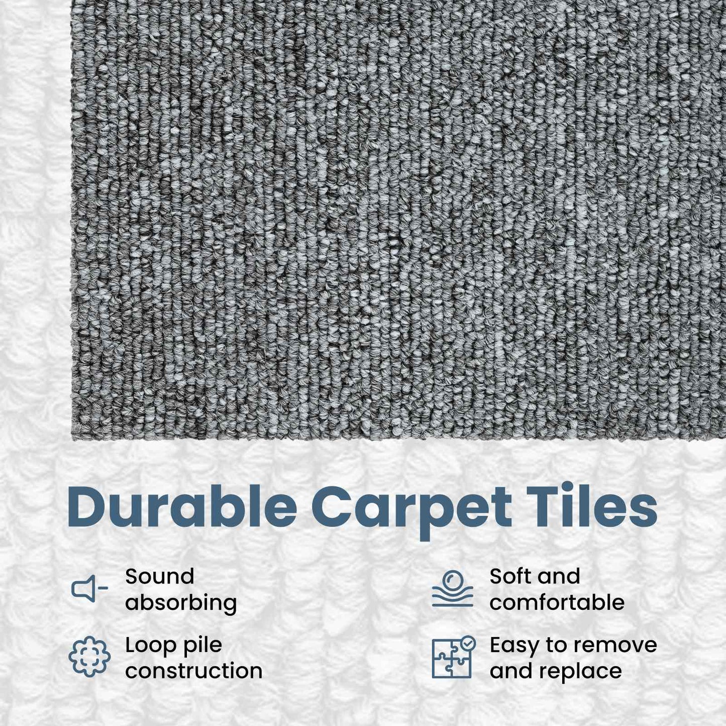 Carpet Tile Light Grey 50 x 50 cm 20 pcs PP and Bitumen