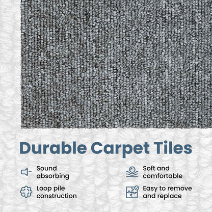 Carpet Tile Light Grey 50 x 50 cm 36 pcs PP and Bitumen