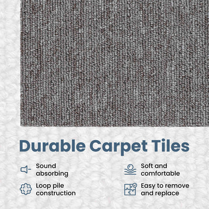 Carpet Tile Brown 50 x 50 cm 20 pcs PP and Bitumen