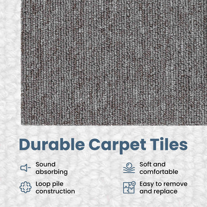 Carpet Tile Brown 50 x 50 cm 36 pcs PP and Bitumen