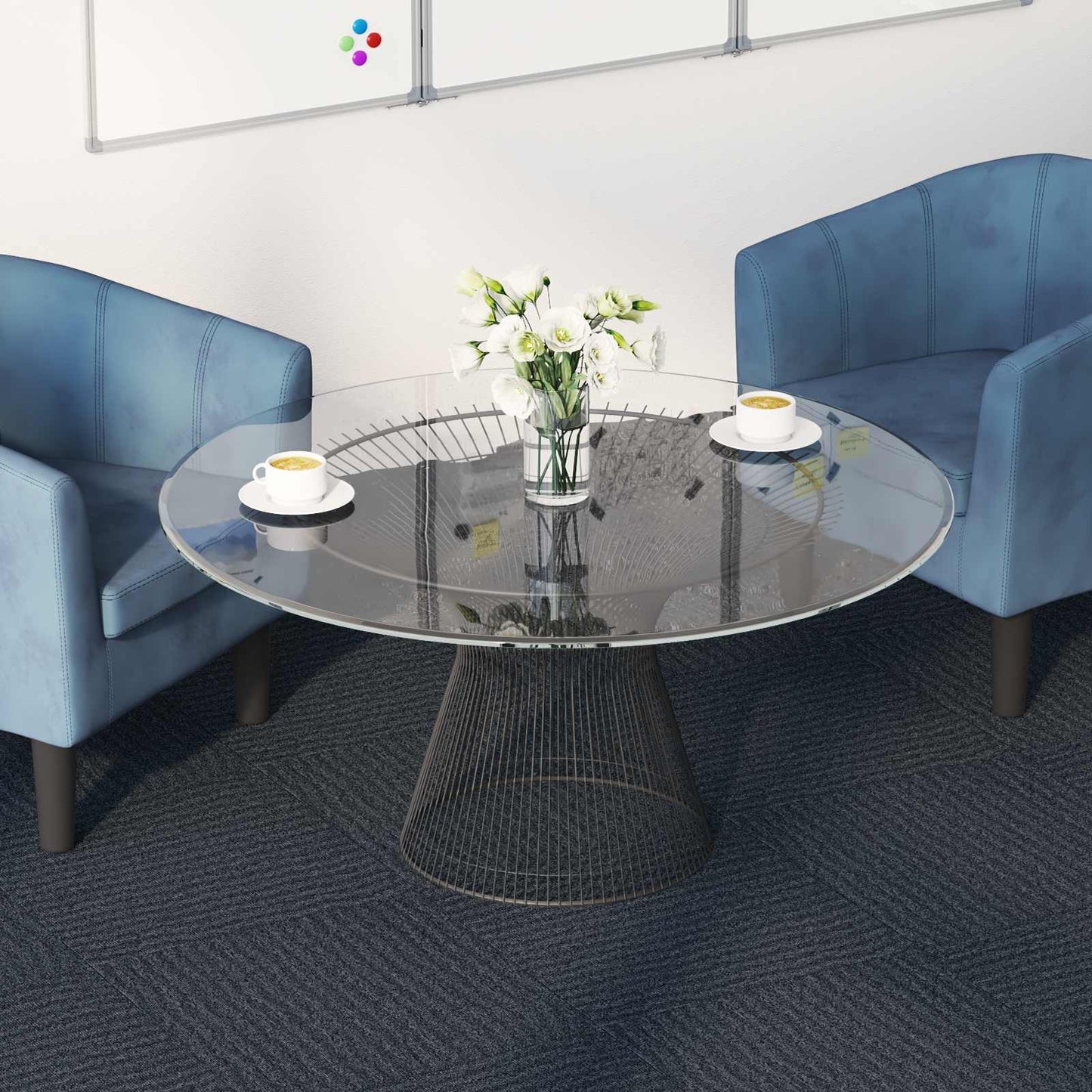 Carpet Tile Blue Grey 50 x 50 cm 4 pcs PP and Bitumen