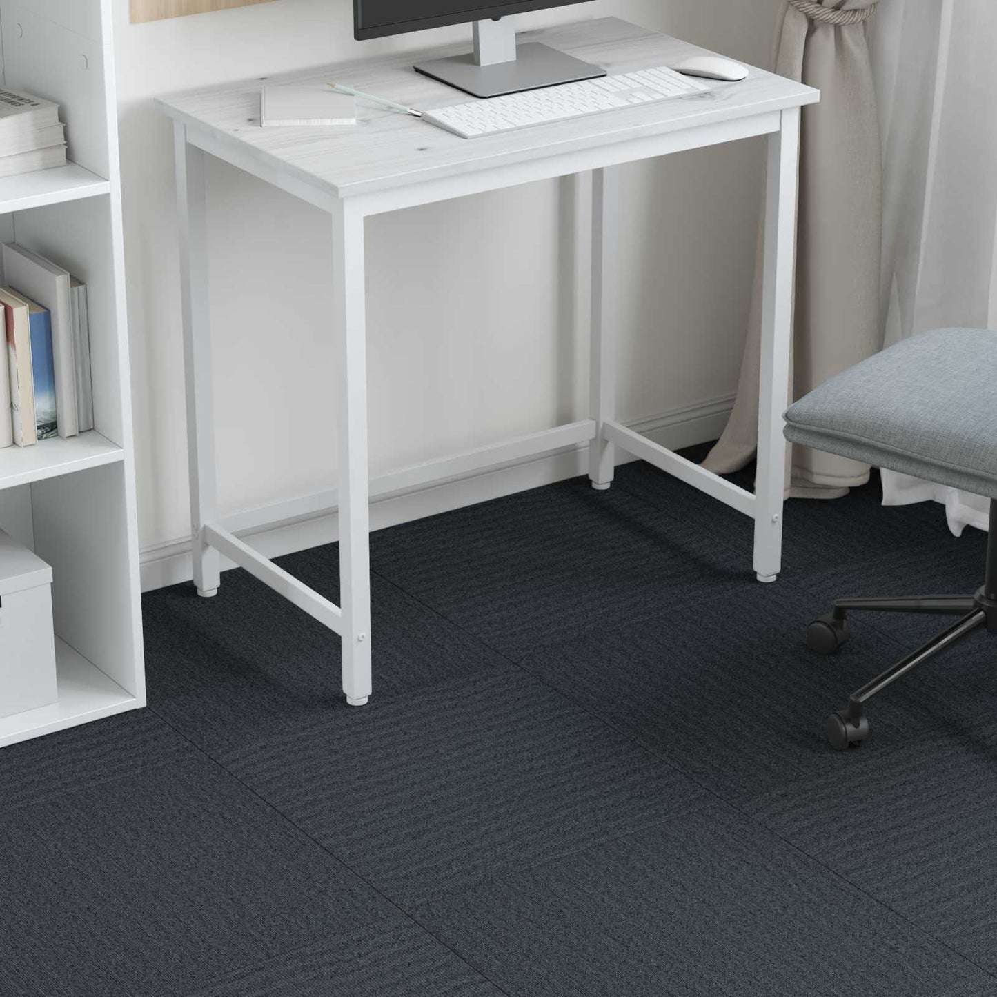 Carpet Tile Blue Grey 50 x 50 cm 4 pcs PP and Bitumen