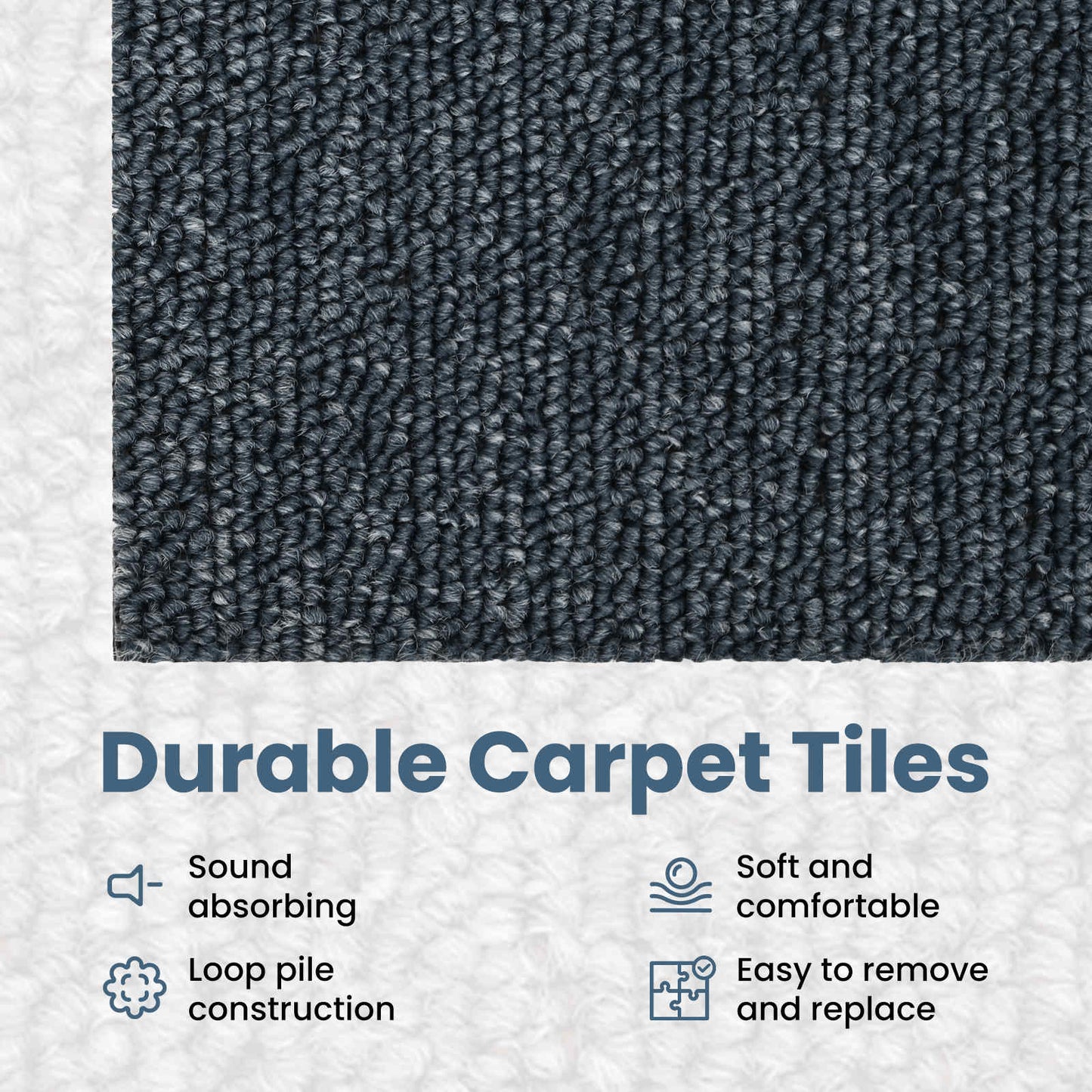Carpet Tile Blue Grey 50 x 50 cm 20 pcs PP and Bitumen