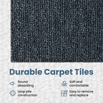 Carpet Tile Blue Grey 50 x 50 cm 20 pcs PP and Bitumen