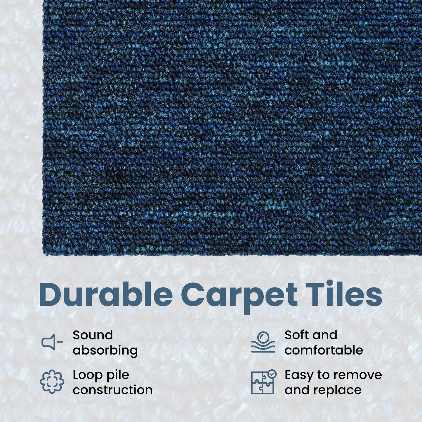 Carpet Tile Blue 50 x 50 cm 20 pcs PP and Bitumen