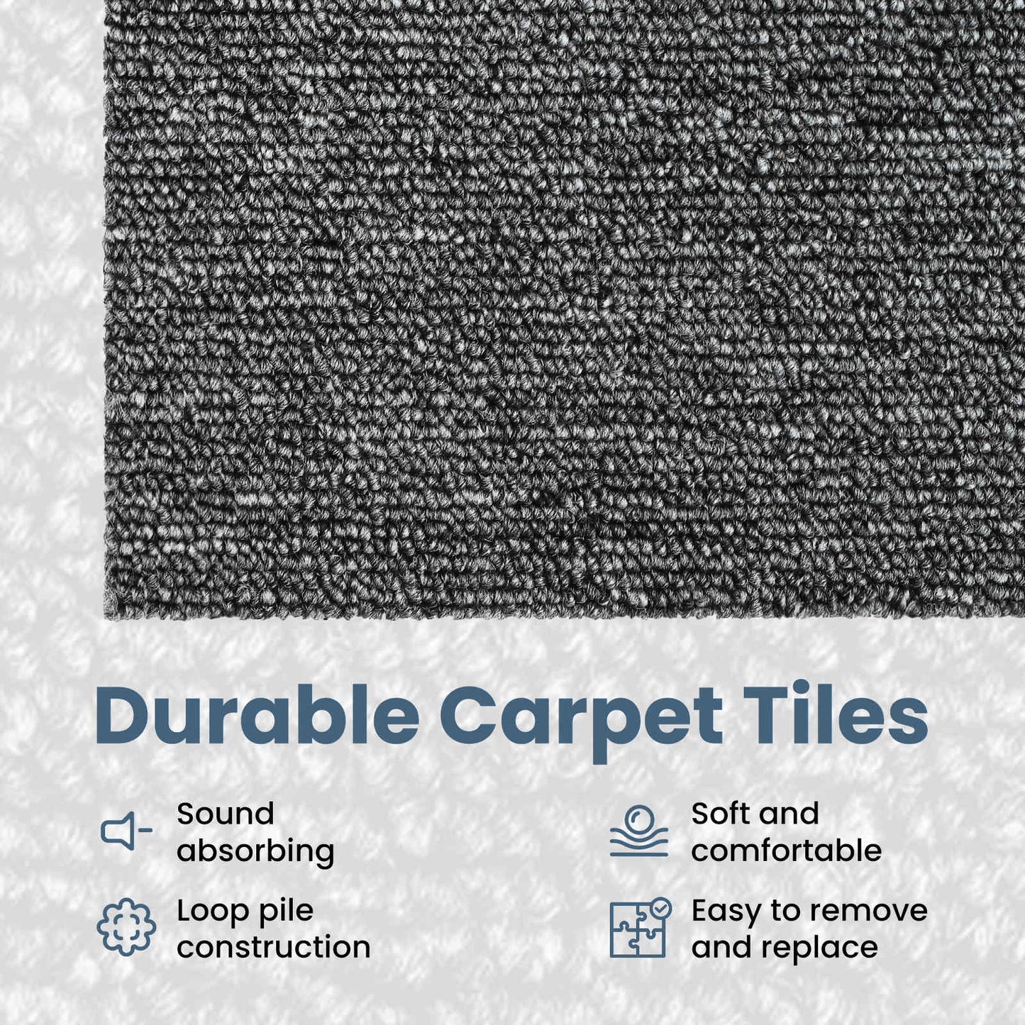 Carpet Tile Medium Grey 50 x 50 cm 4 pcs PP and Bitumen