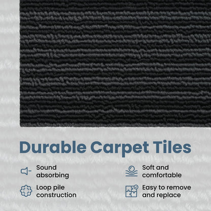 Carpet Tile Striped Light Grey 50 x 50 cm 4 pcs PP and Bitumen