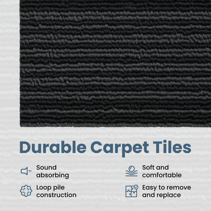 Carpet Tile Striped Light Grey 50 x 50 cm 20 pcs PP and Bitumen