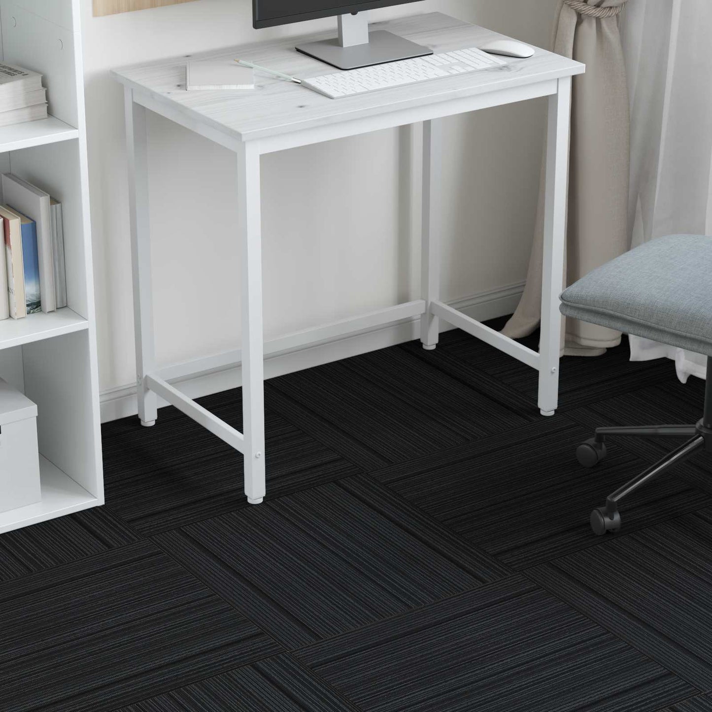 Carpet Tile Striped Light Grey 50 x 50 cm 36 pcs PP and Bitumen