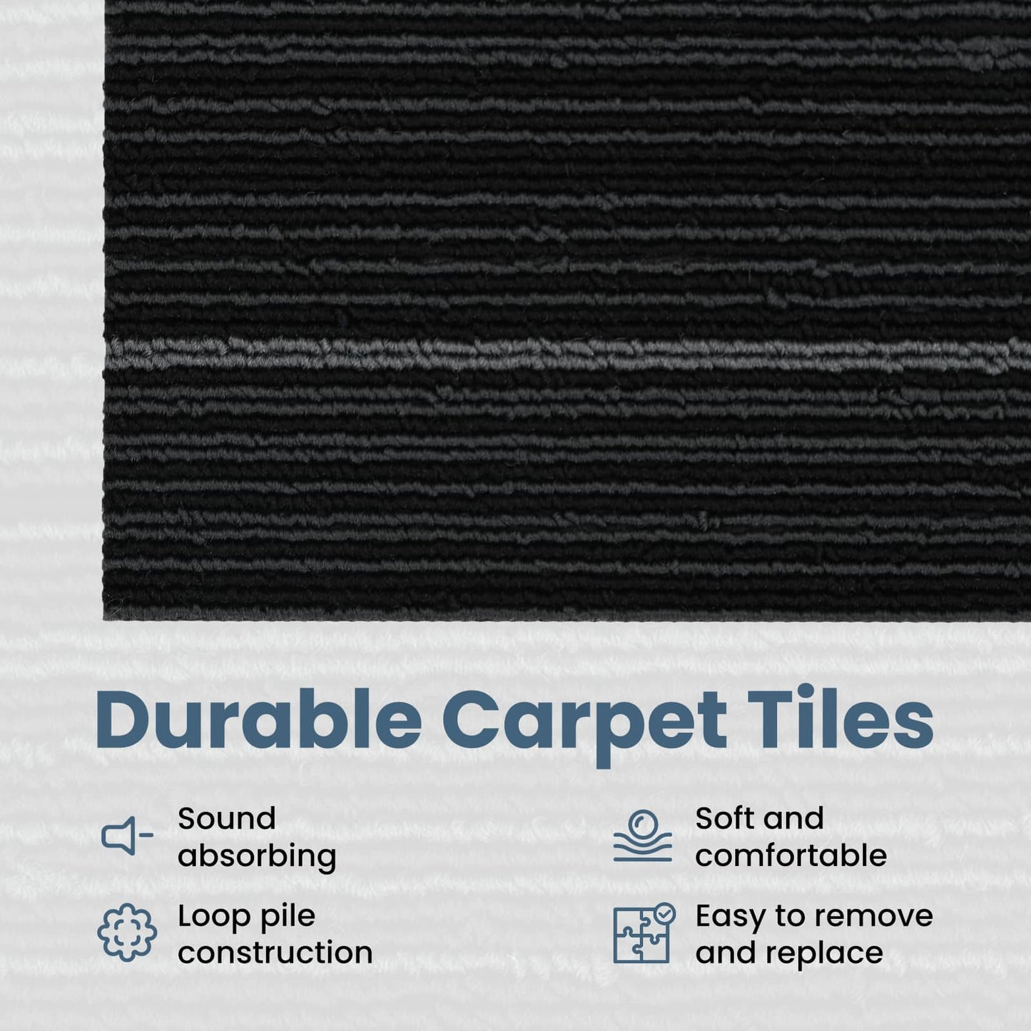 Carpet Tile Striped Dark Grey 50 x 50 cm 36 pcs PP and Bitumen