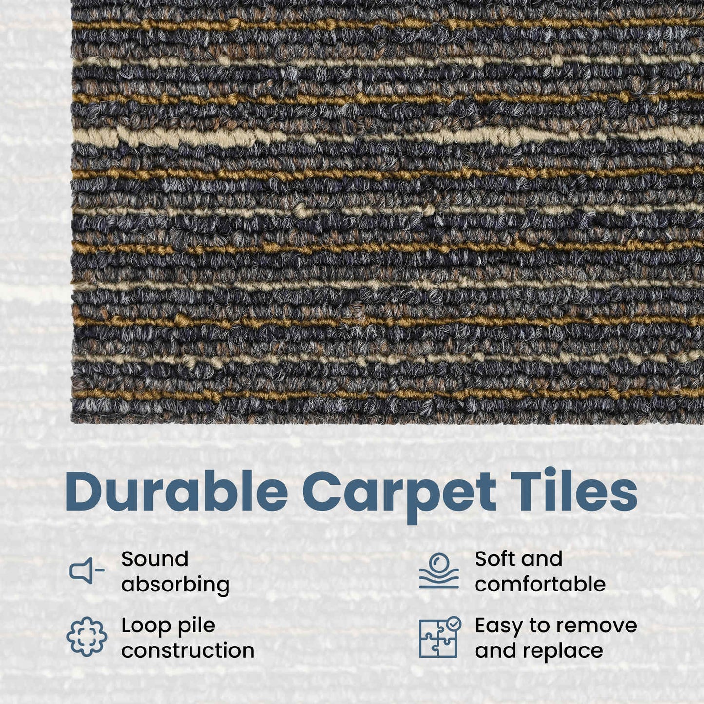 Carpet Tile Striped Light Brown 50 x 50 cm 36 pcs