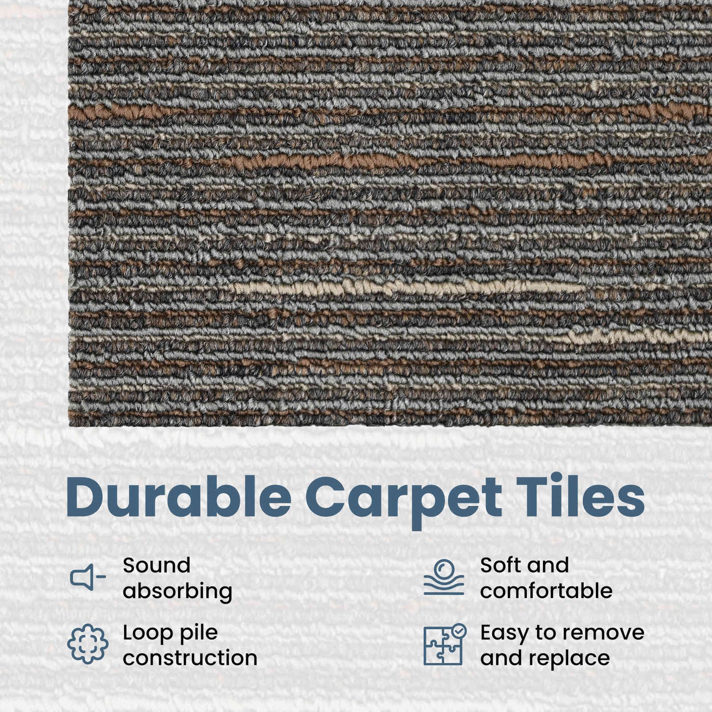 Carpet Tile Striped Dark Brown 50 x 50 cm 4 pcs PP and Bitumen