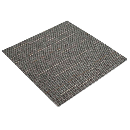 Carpet Tile Striped Dark Brown 50 x 50 cm 4 pcs PP and Bitumen