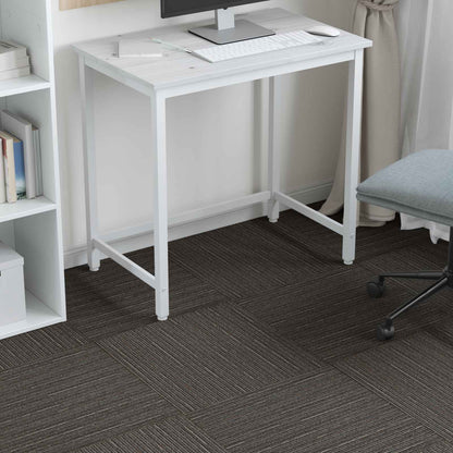 Carpet Tile Striped Dark Brown 50 x 50 cm 20 pcs PP and Bitumen