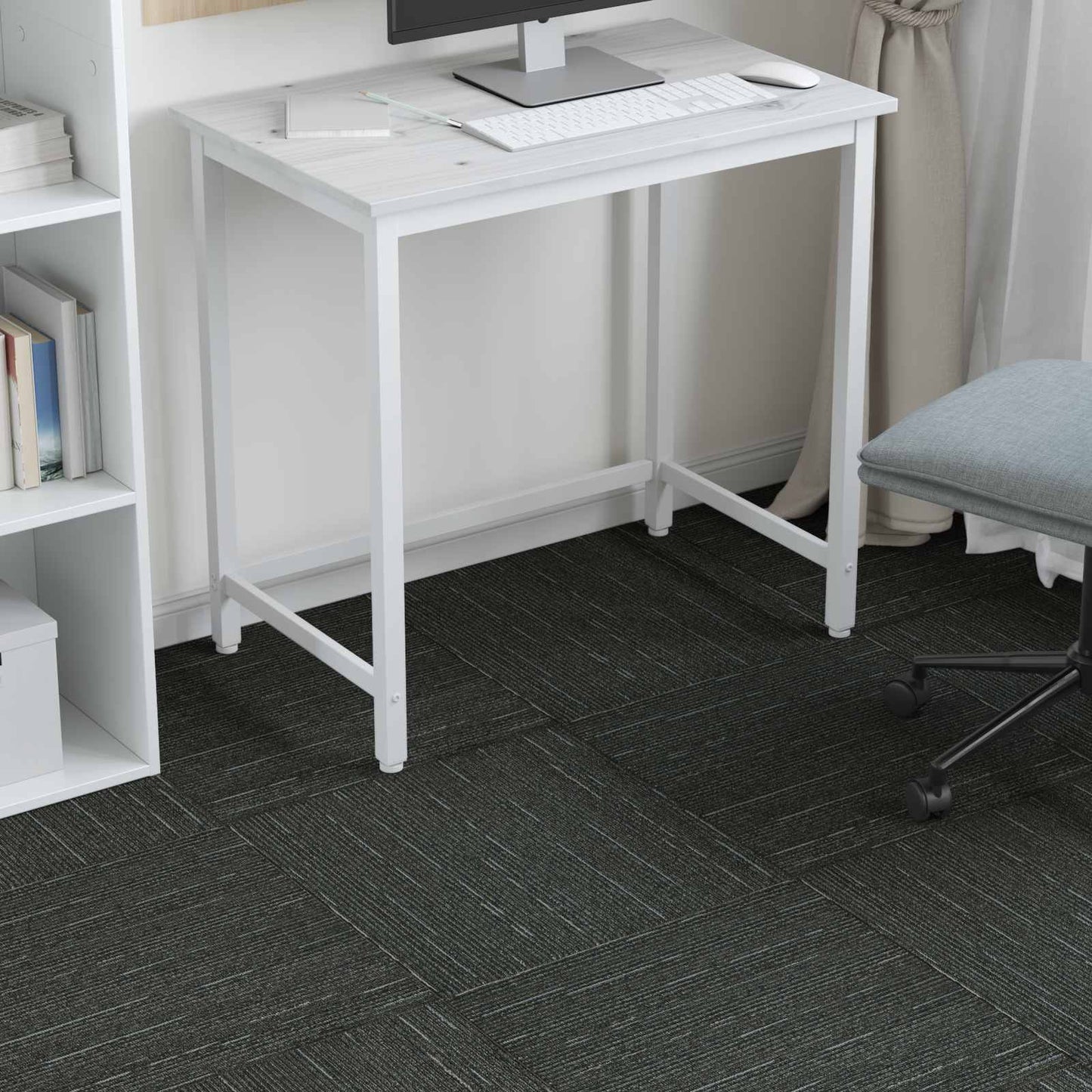 Carpet Tile Striped Light Green 50 x 50 cm 4 pcs PP and Bitumen