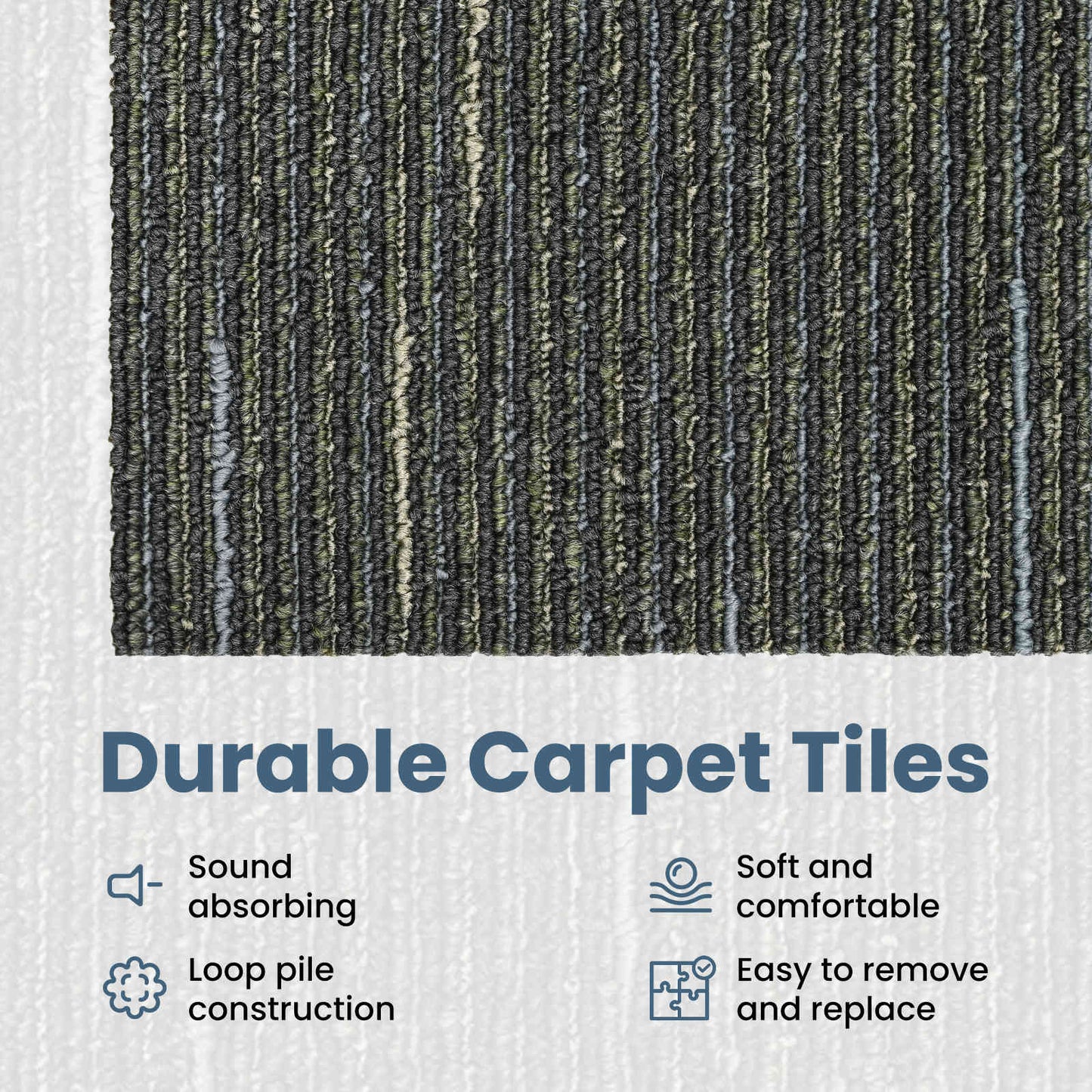Carpet Tile Striped Light Green 50 x 50 cm 4 pcs PP and Bitumen