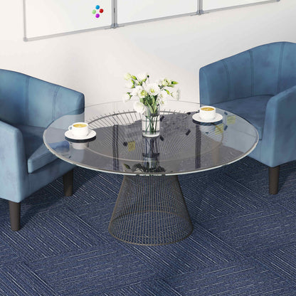 Carpet Tile Striped Blue 50 x 50 cm 4 pcs PP and Bitumen
