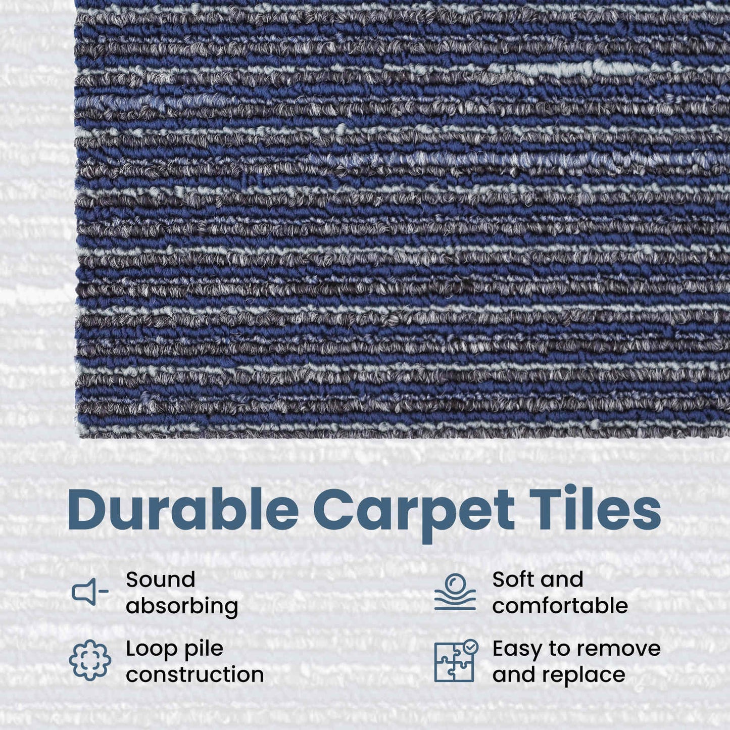 Carpet Tile Striped Blue 50 x 50 cm 36 pcs PP and Bitumen