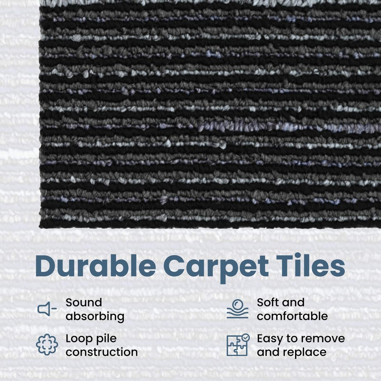 Carpet Tile Striped Black 50 x 50 cm 36 pcs PP and Bitumen