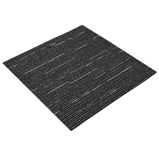Carpet Tile Striped Black 50 x 50 cm 36 pcs PP and Bitumen