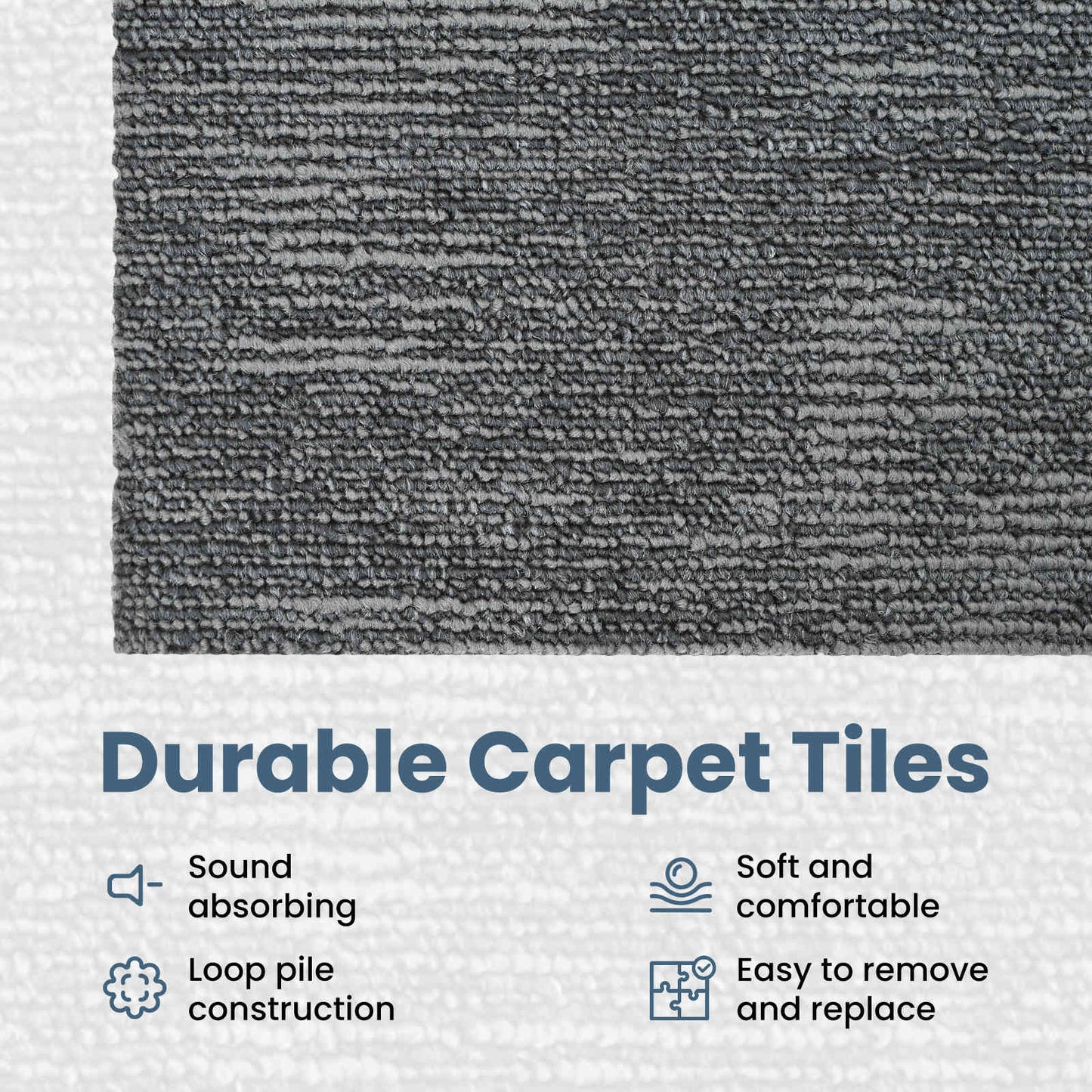 Carpet Tile Rock Grey 50 x 50 cm 4 pcs PP and Bitumen